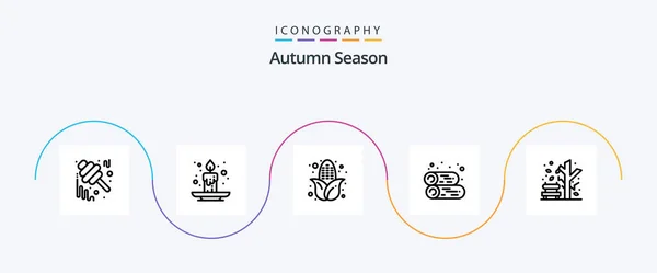 Autumn Line Icon Pack Including Fall Firewood Festival Fireplace Cabin — Stockový vektor