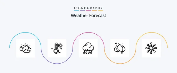 Weather Line Icon Pack Including Snow Moon Flake Rainy — 图库矢量图片