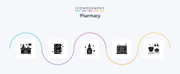 Pharmacy Glyph Icon Pack Including Medicine Pharmacy Bottle Medical Digital — Stock vektor