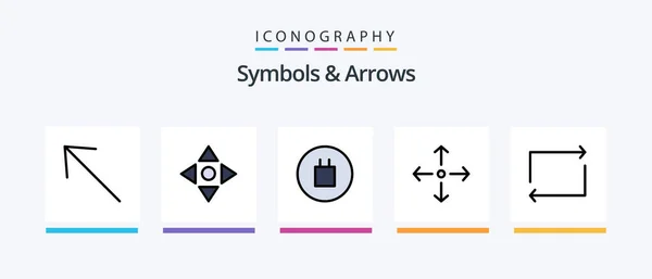 Symbols Arrows Line Filled Icon Pack Including Start Right Arrow — Vector de stock