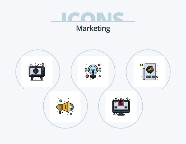 Marketing Line Filled Icon Pack Icon Design Marketing Date Microphone — Stockvektor