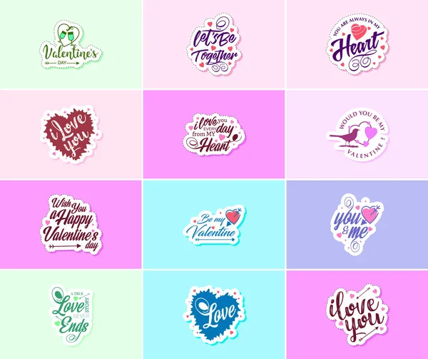 Valentine Day Time Romance Creative Graphics Stickers — 图库矢量图片