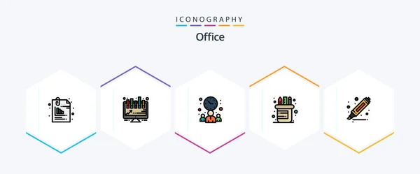 Office Filledline Icon Pack Including Marker Drawing Businessman Supplies Office — Wektor stockowy