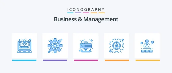 Business Management Blue Icon Pack Including Network Hierarchical Structure Strategy — Stockový vektor
