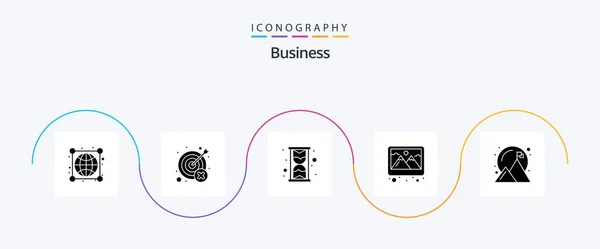 Business Glyph Icon Pack Including Achievement Decoration Wrong Picture Frame — Stok Vektör