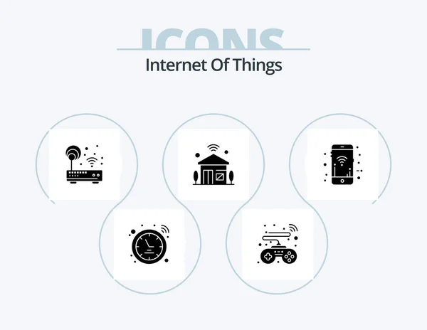 Internet Things Glyph Icon Pack Icon Design Mobile Iot Device — 图库矢量图片