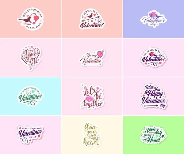 Valentine Day Time Romance Passion Stickers — Stockový vektor