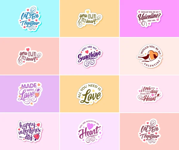 Valentine Day Time Romance Passion Stickers — Stock vektor