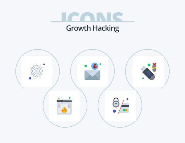 Hacking Flat Icon Pack Icon Design Virus Send Pay Lock — Stockvector