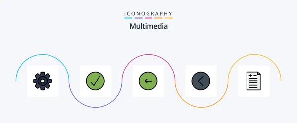 Multimedia Line Filled Flat Icon Pack Including Media Back Media — Image vectorielle