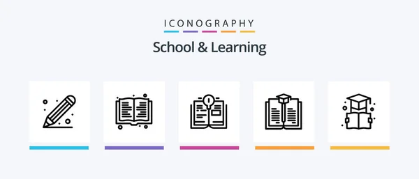 School Learning Line Icon Pack Including Knowledge Education Hemisphere Brain — 图库矢量图片