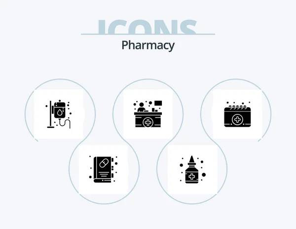 Pharmacy Glyph Icon Pack Icon Design Calendar Information Counter Drip — Stockvector