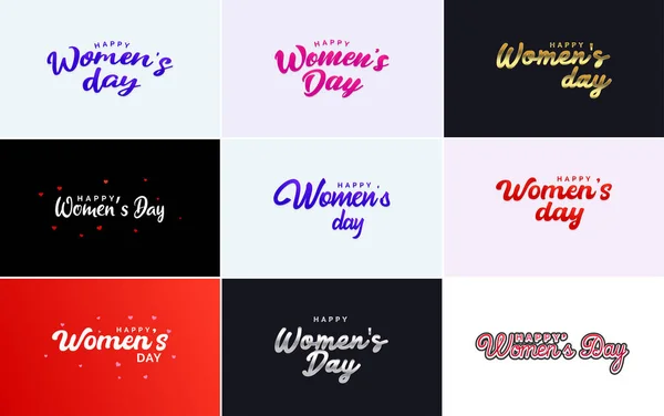 International Women Day Lettering Happy Women Day Greeting Love Shape — Stok Vektör