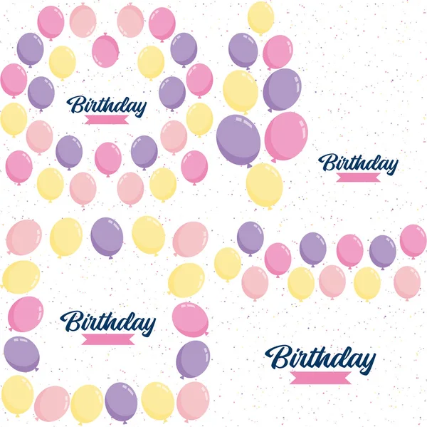 Vector Illustration Ahappy Birthday Celebration Background Balloons Banner Confetti Greeting — Image vectorielle