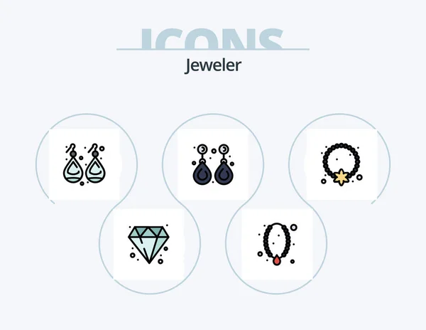 Jewellery Line Filled Icon Pack Icon Design Gem Valuable Fashion — Archivo Imágenes Vectoriales