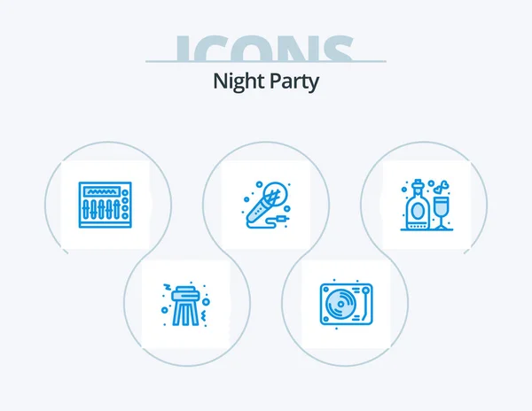 Night Party Blue Icon Pack Icon Design Disco Night Night — Vector de stock