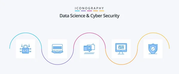 Data Science Cyber Security Blue Icon Pack Including Problem Encryption — Stockový vektor