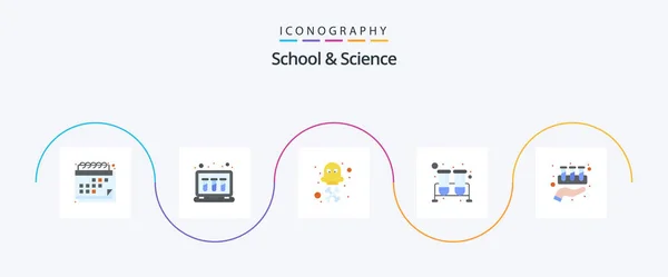School Science Flat Icon Pack Including Lab Research Dangerous Test — Archivo Imágenes Vectoriales