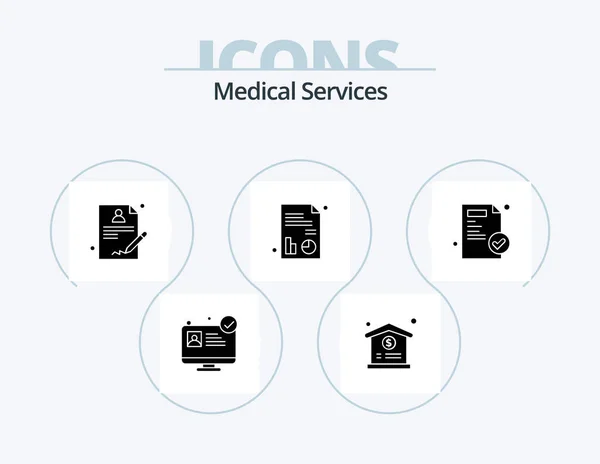 Medical Services Glyph Icon Pack Icon Design Doctor Medical Report — Vettoriale Stock