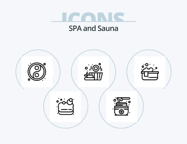 Sauna Line Icon Pack Icon Design Soap Plant Lotus — Vetor de Stock