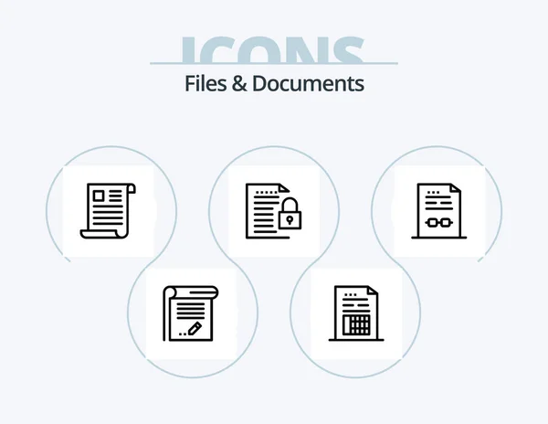 Files Documents Line Icon Pack Icon Design Document Account Contacts — Stock vektor