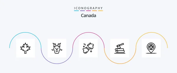 Canada Line Icon Pack Включая Местоположение Дерево Арктик Древесина — стоковый вектор
