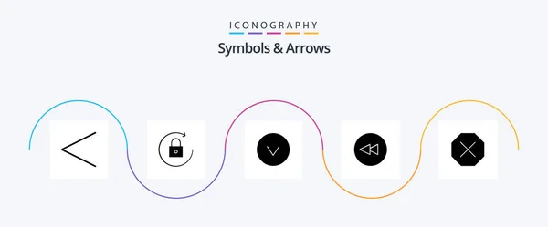 Symbols Arrows Glyph Icon Pack Including Denied Ban — Vetor de Stock