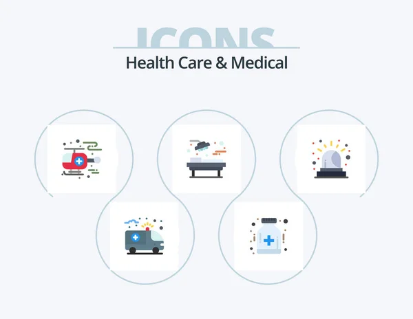 Health Care Medical Flat Icon Pack Icon Design Siren Alarm — Stok Vektör