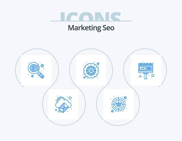 Marketing Seo Blue Icon Pack Icon Design Settings Faq Options — Stock Vector