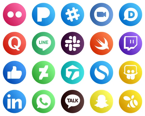 Unique Social Media Icons Deviantart Disqus Twitch Slack Icons Versatile — Stock Vector