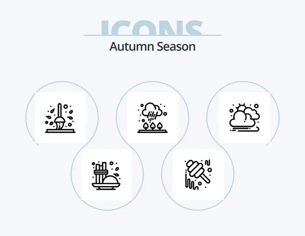 Иконка Осенней Линии Pack Icon Design Осень Приправа Осень Кофе — стоковый вектор