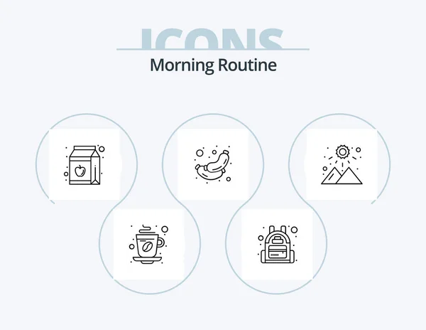 Morning Routine Line Icon Pack Icon Design Interior Bed Bathroom — 图库矢量图片