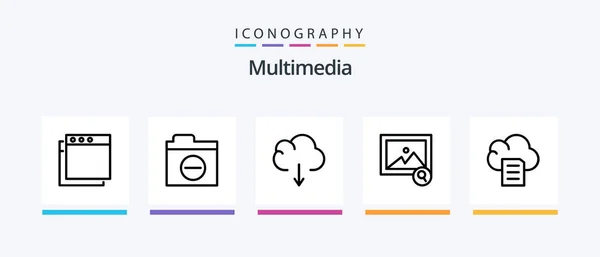 Multimedialinje Icon Pack Inkludert Data Søk Bilde Konstruksjon Kreative Ikoner – stockvektor