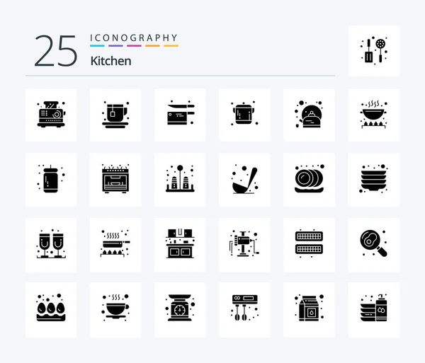 Kitchen Solid Glyph Icon Pack Including Cup Pot Kitchen Breakfast — Stockový vektor