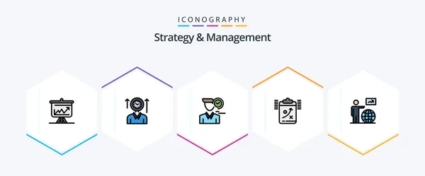 Strategy Management Filledline Icon Pack Including Strategy Clipboard Appointment Male — 图库矢量图片