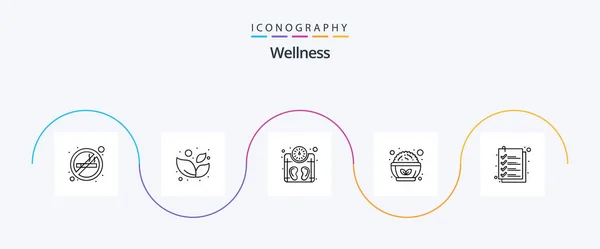 Wellness Line Icon Pack Including List Check Scale Salad Bowl — Image vectorielle