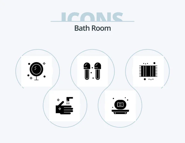 Bath Room Glyph Icon Pack Icon Design Slippers Cleaning Bath — Wektor stockowy