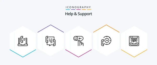 Help Support Line Icon Pack Including Communication Call Help Support — Stok Vektör