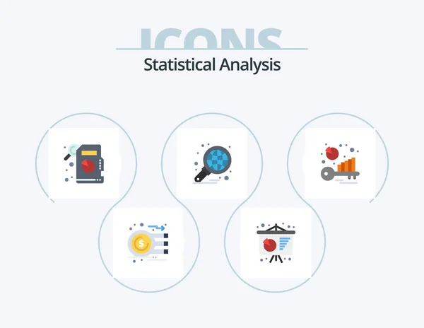 Statistical Analysis Flat Icon Pack Icon Design Keyword Benchmark Descriptive — Archivo Imágenes Vectoriales