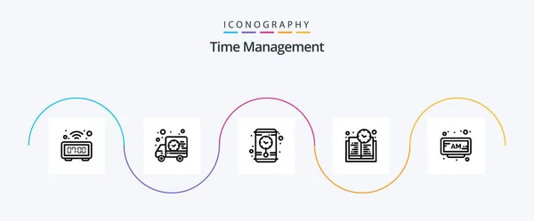 Time Management Line Icon Pack Including Time Clock Alarm Education — Stockový vektor