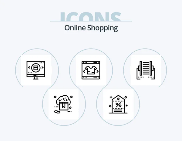 Online Shopping Line Icon Pack Icon Design Packaging Cart Shopping — Wektor stockowy