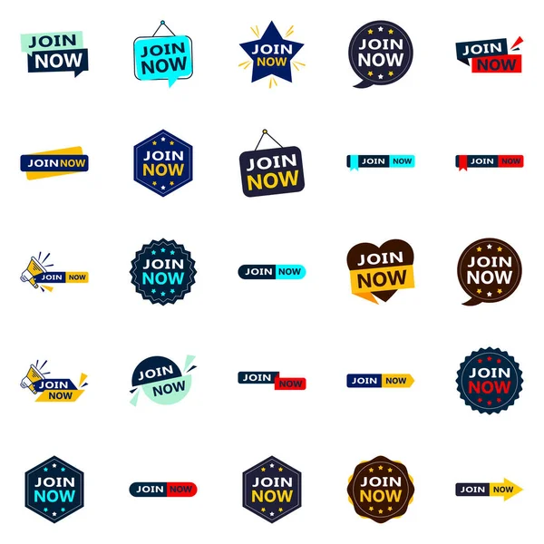Join Now Fresh Typographic Elements Modern Membership Promotion — Stockvektor