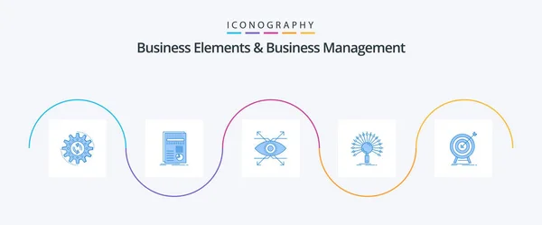 Business Elements Business Managment Blue Icon Pack Including Network Information — Vetor de Stock