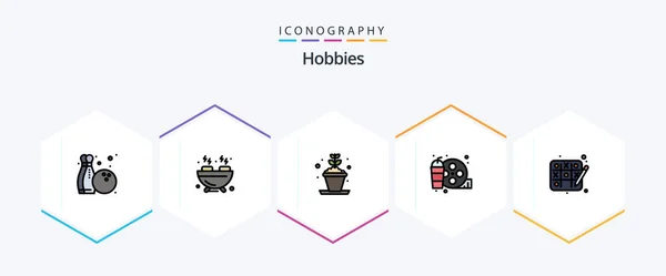 Hobbies Filledline Icon Pack Including Hobbies Hobby Tic Tac Toe — Stock Vector