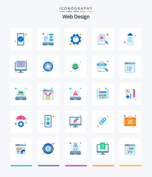 Creative Web Design Flat Icon Pack Checkmark Search Web Design — Stok Vektör