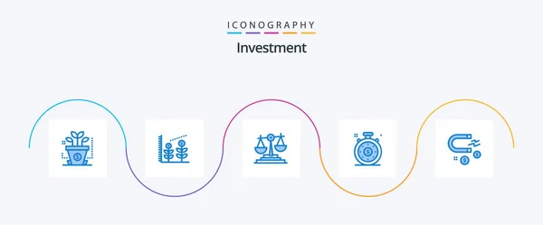 Investment Blue Icon Pack Including Investment Time Investment — Archivo Imágenes Vectoriales