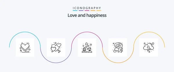Love Line Icon Pack Including Love Cloud Love Bubble Heart — Image vectorielle