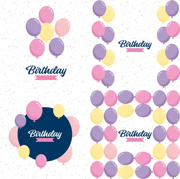 Happy Birthday Text Rainbow Gradient Geometric Pattern Background — Image vectorielle