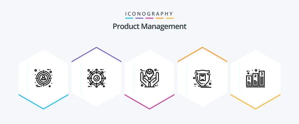 Product Management Line Icon Pack Including Bar Shield Business Protection — Stock vektor