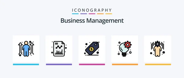 Business Management Line Filled Icon Pack Including Cash Growth Business — Stockvector